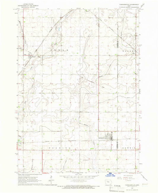 Classic USGS Farnhamville Iowa 7.5'x7.5' Topo Map Image