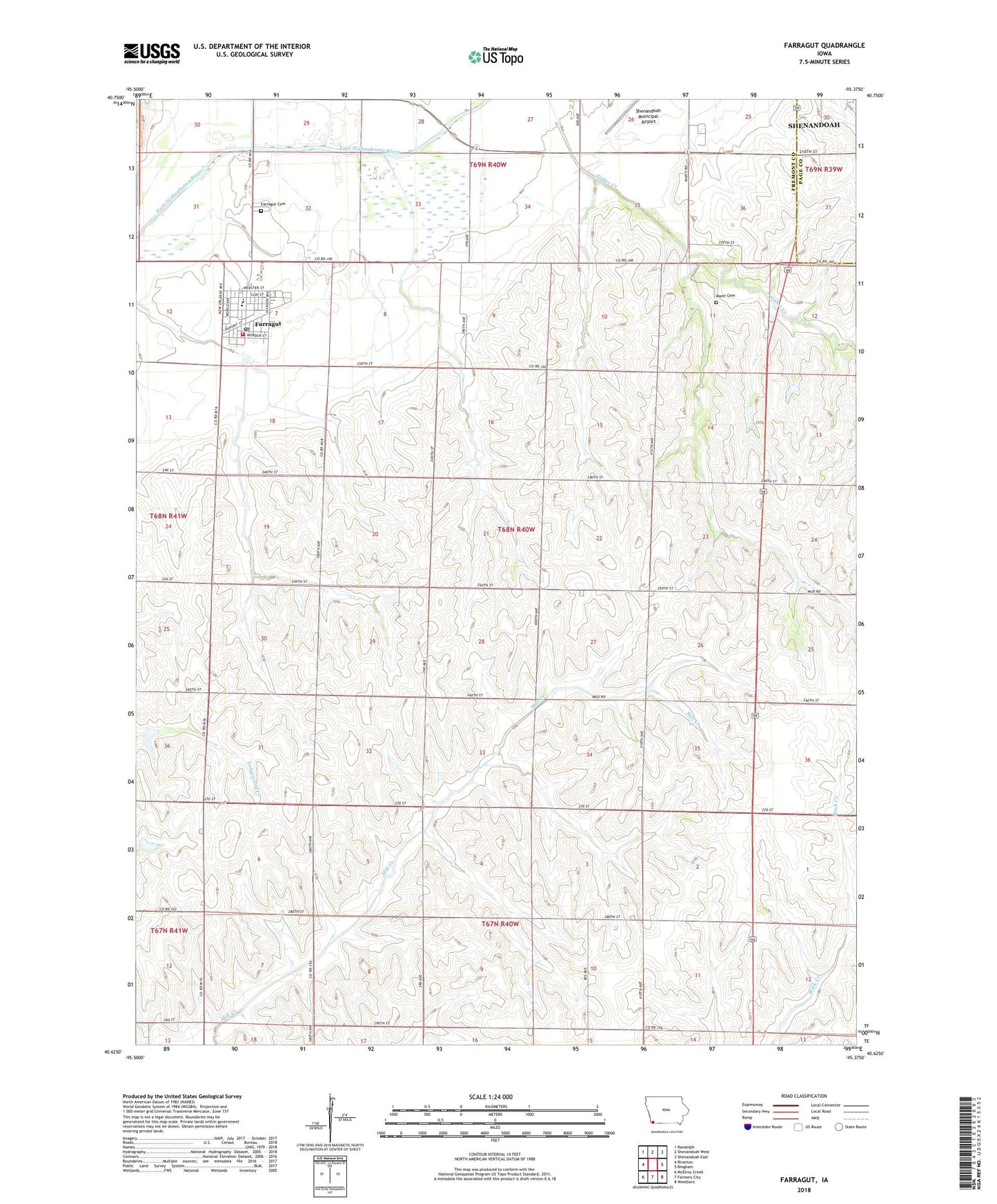 Farragut Iowa US Topo Map Image