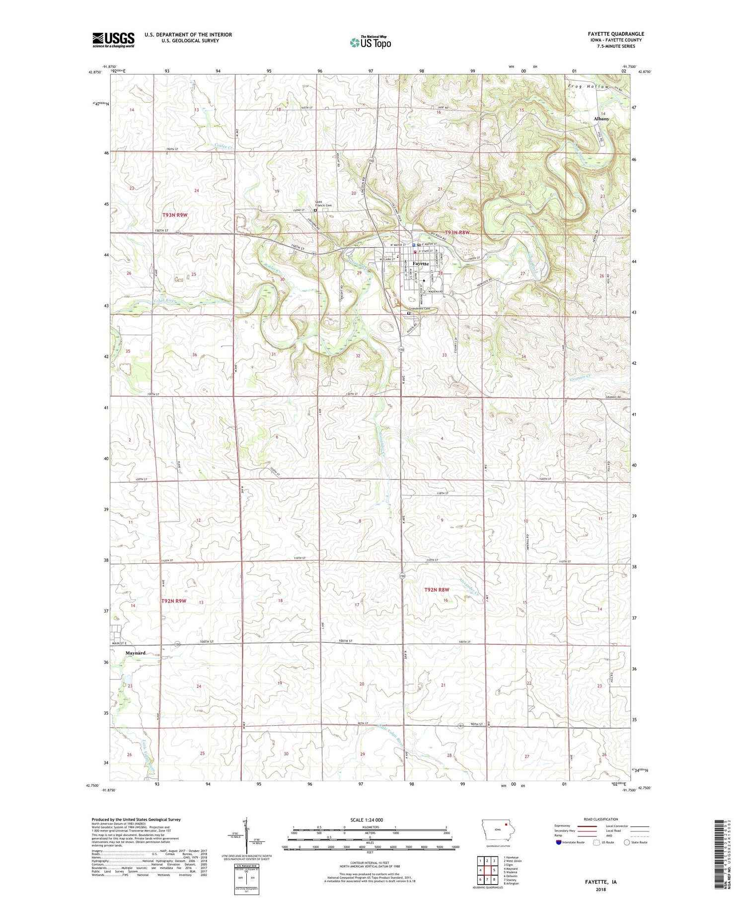 Fayette Iowa US Topo Map Image