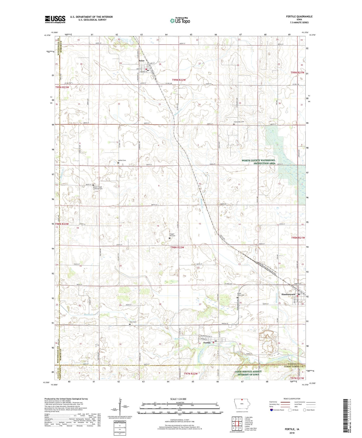 Fertile Iowa US Topo Map Image
