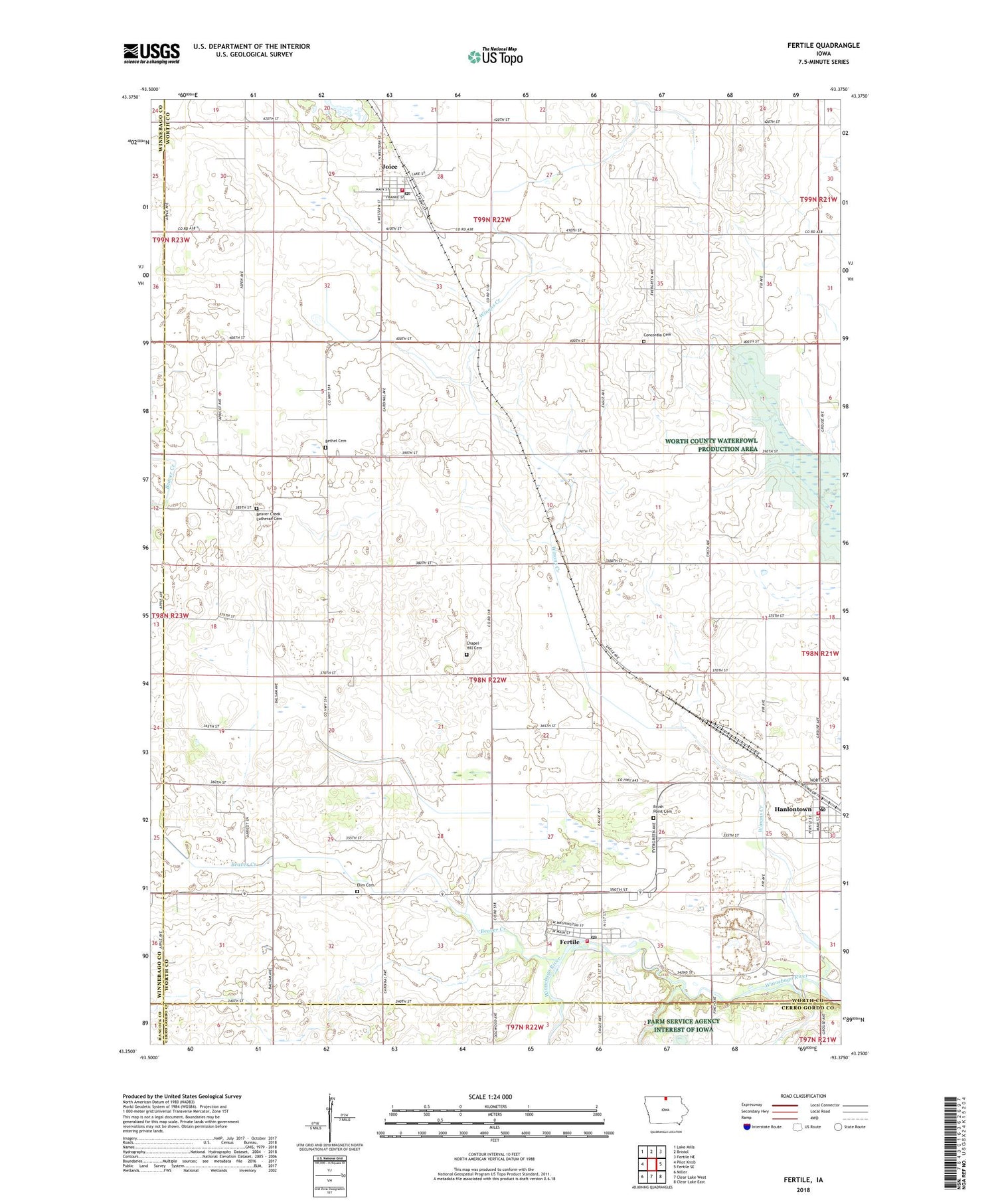 Fertile Iowa US Topo Map Image