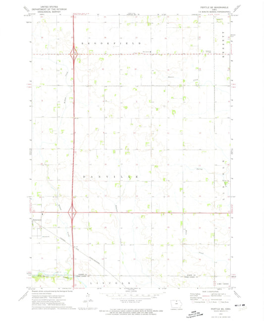 Classic USGS Fertile SE Iowa 7.5'x7.5' Topo Map Image