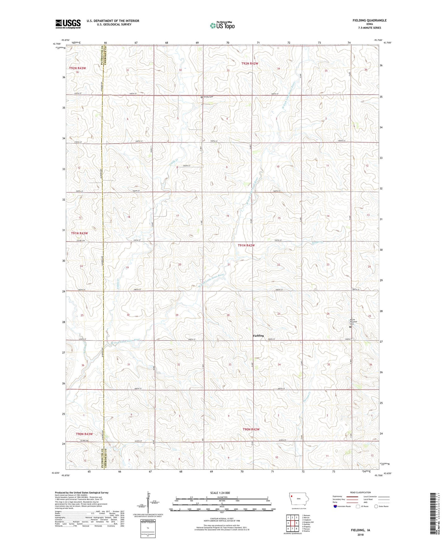 Fielding Iowa US Topo Map Image