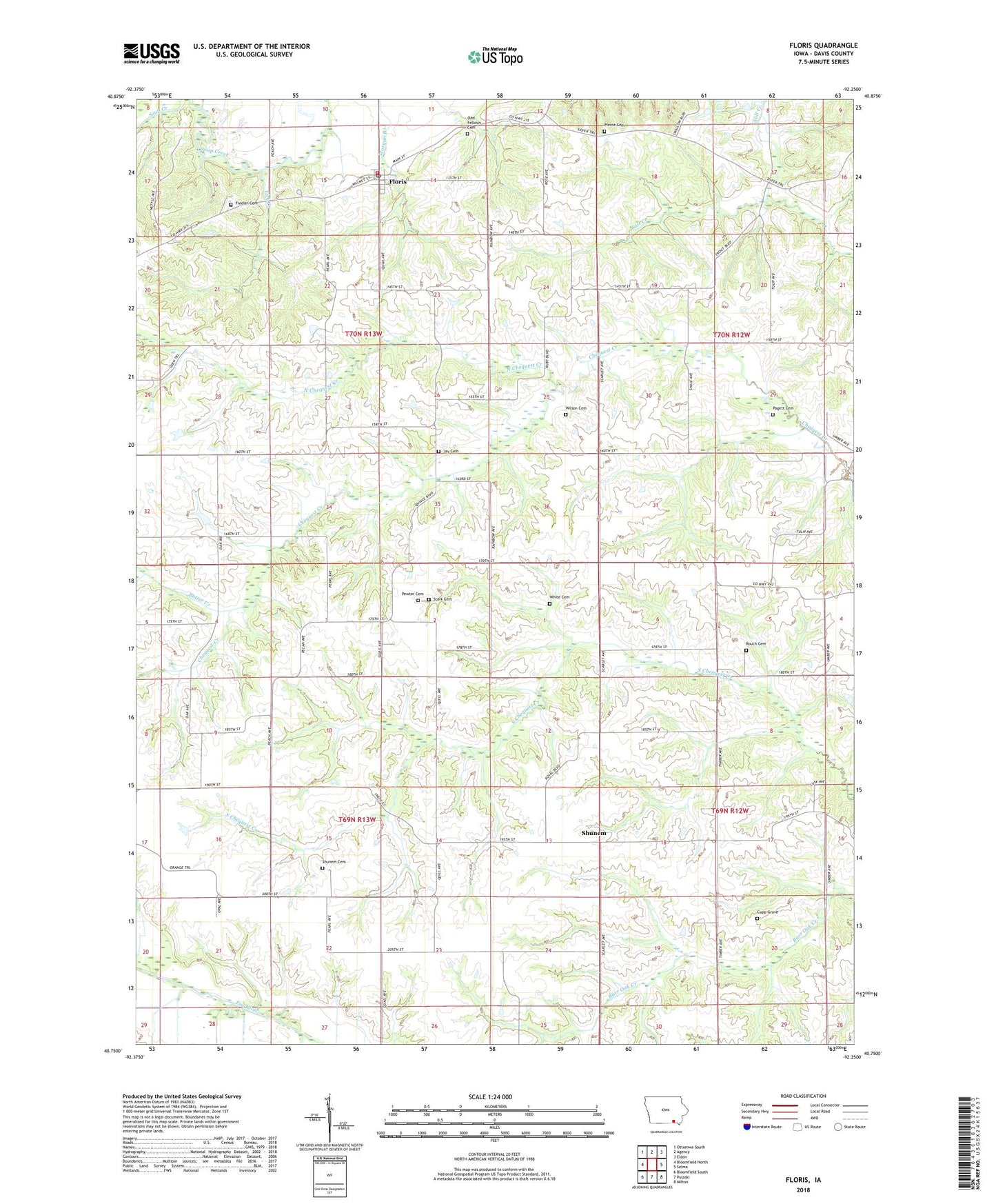 Floris Iowa US Topo Map Image