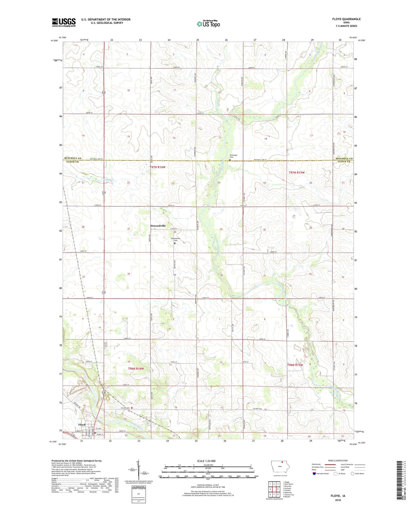 Floyd Iowa US Topo Map Image