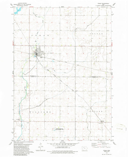 Classic USGS Fonda Iowa 7.5'x7.5' Topo Map Image