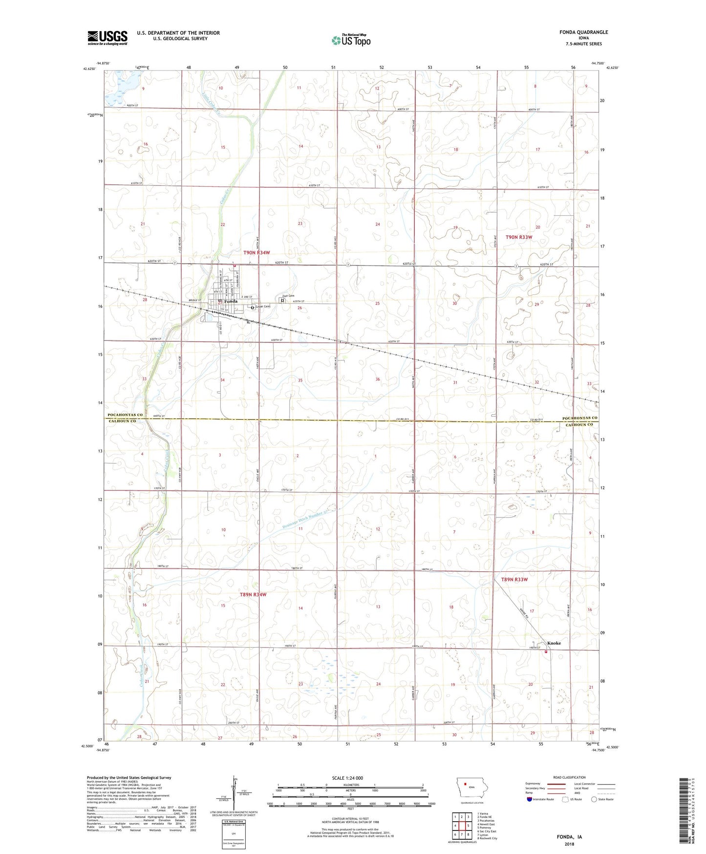 Fonda Iowa US Topo Map Image