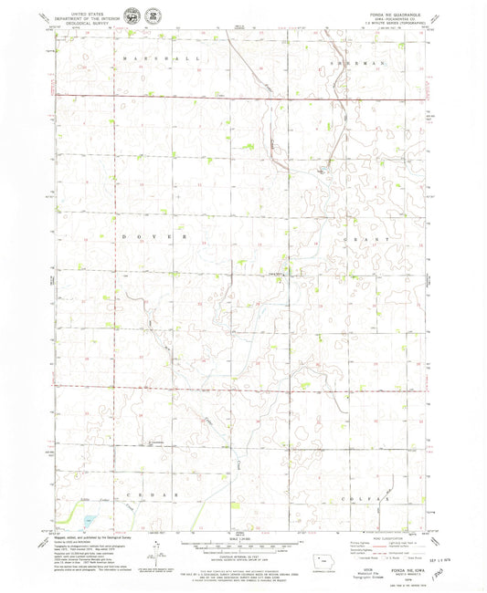 Classic USGS Fonda NE Iowa 7.5'x7.5' Topo Map Image