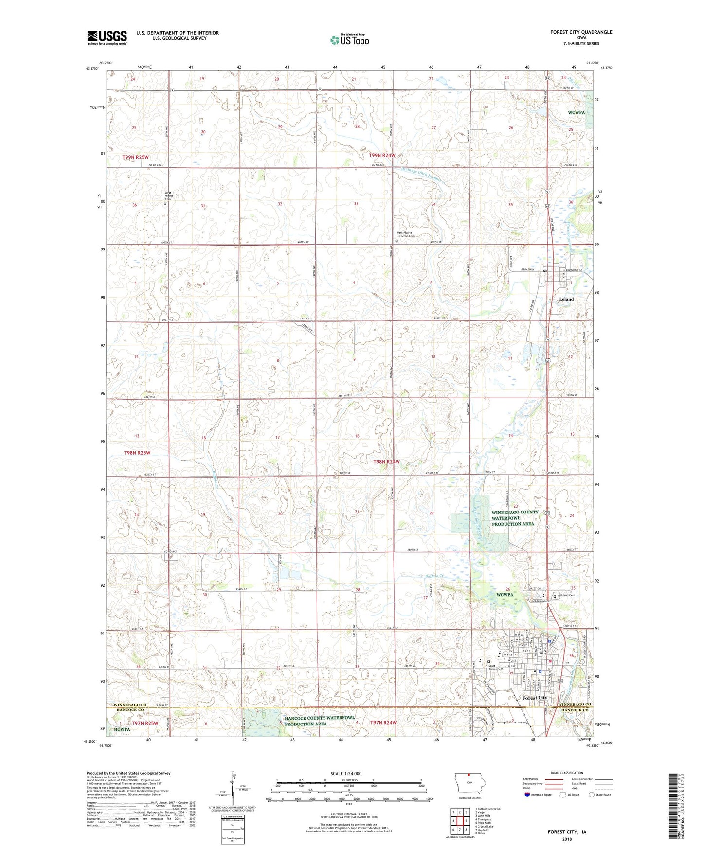 Forest City Iowa US Topo Map Image