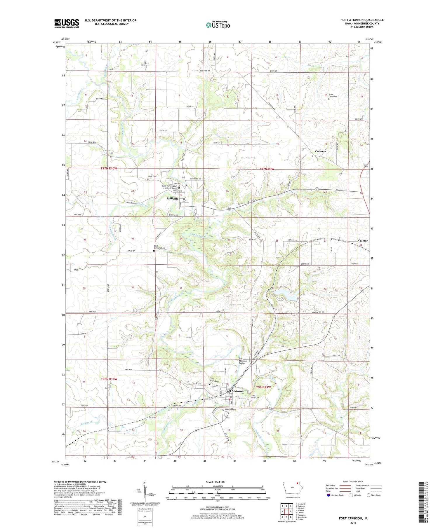 Fort Atkinson Iowa US Topo Map Image