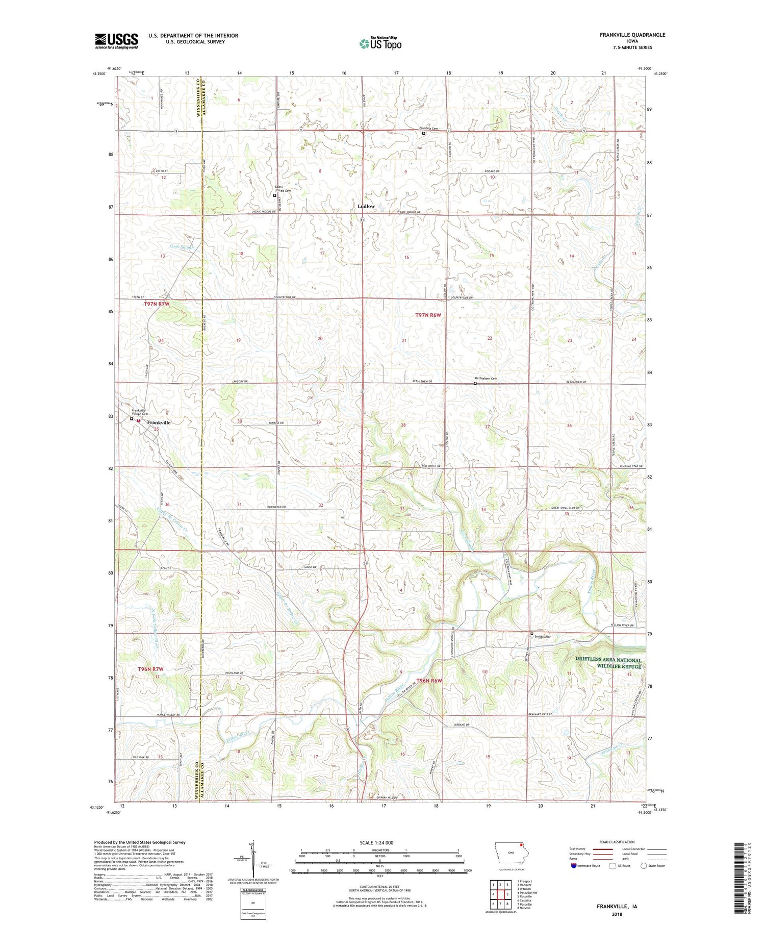 Frankville Iowa US Topo Map Image