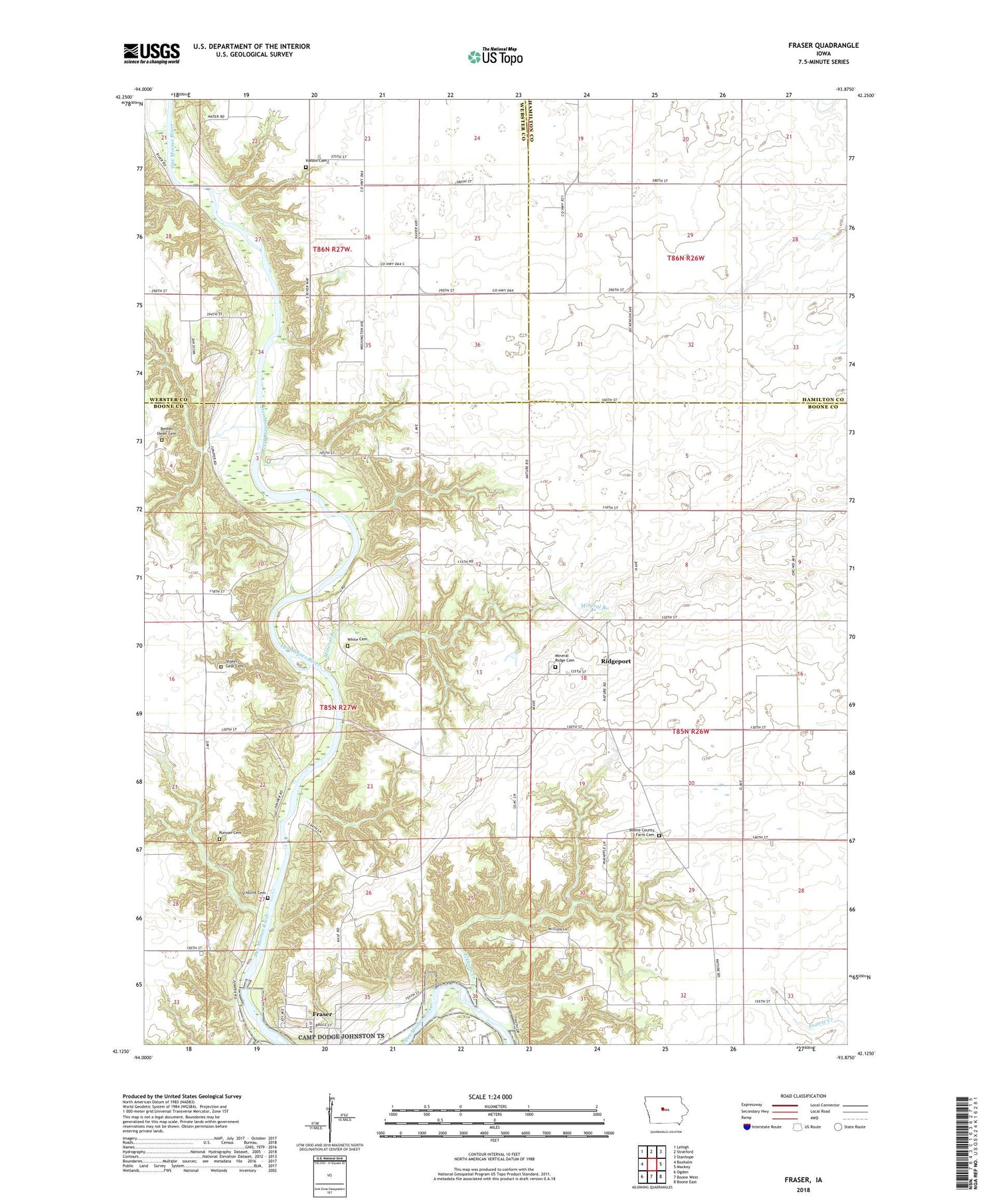 Fraser Iowa US Topo Map Image