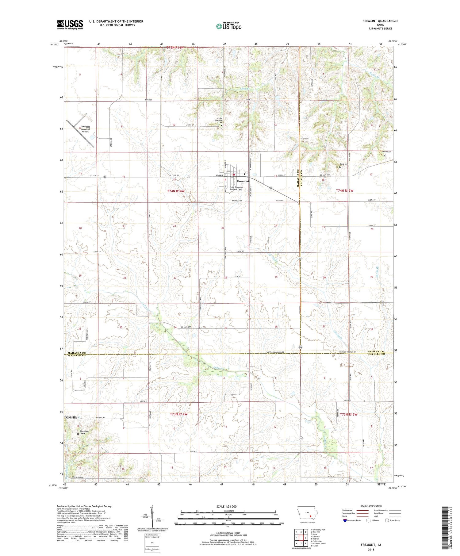 Fremont Iowa US Topo Map Image