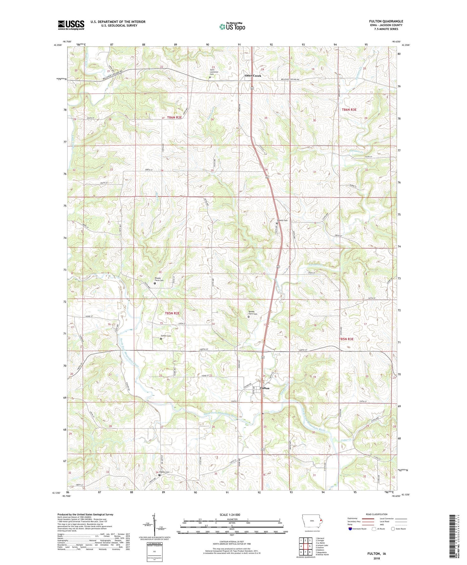 Fulton Iowa US Topo Map Image