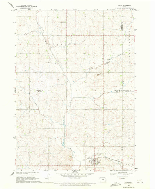 Classic USGS Galva Iowa 7.5'x7.5' Topo Map Image