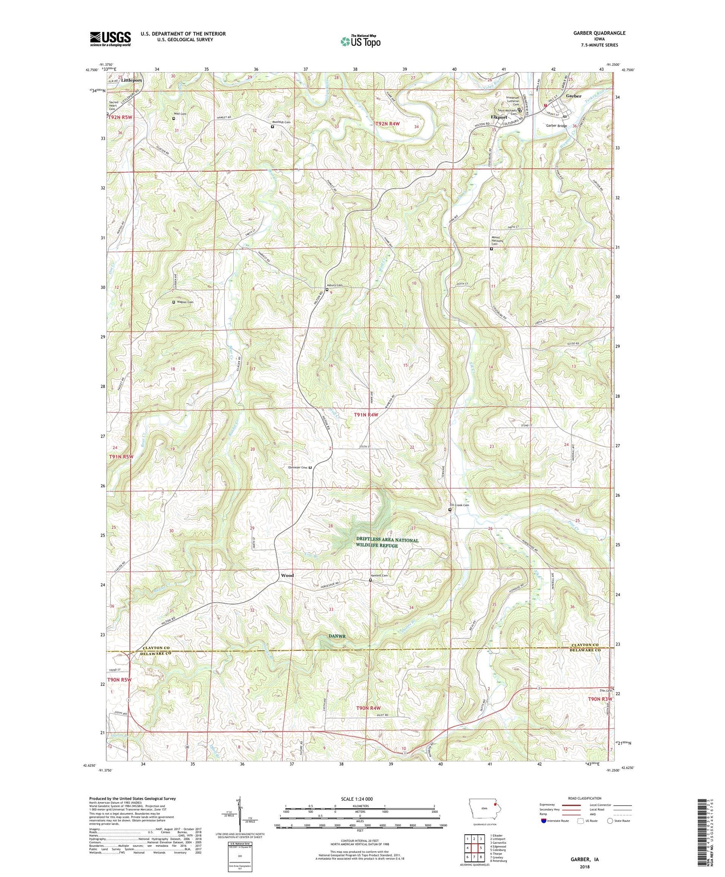 Garber Iowa US Topo Map Image
