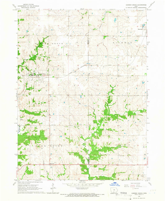 Classic USGS Garden Grove Iowa 7.5'x7.5' Topo Map Image