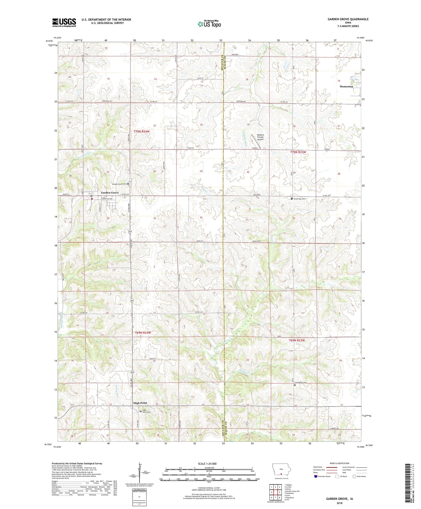 Garden Grove Iowa US Topo Map Image