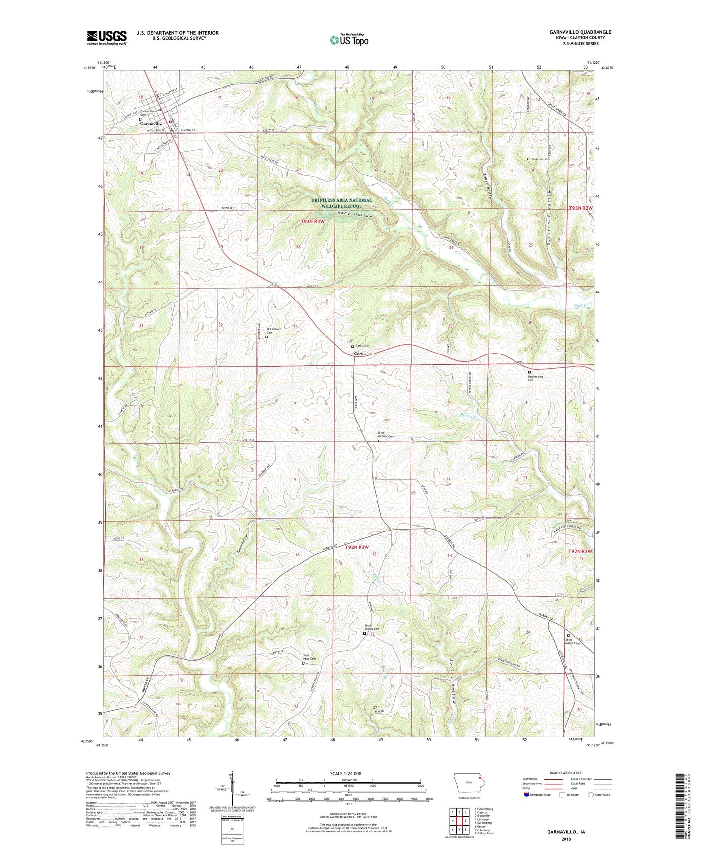 Garnavillo Iowa US Topo Map Image