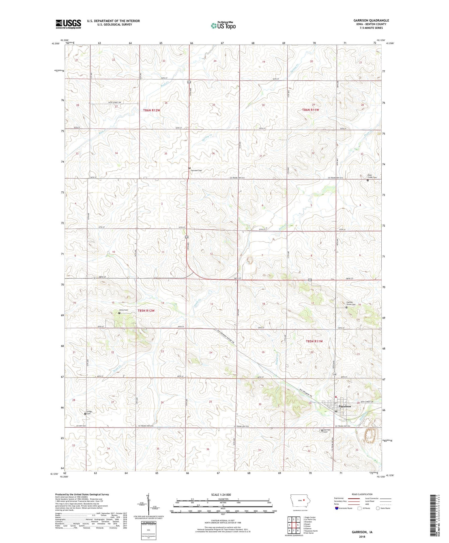 Garrison Iowa US Topo Map Image