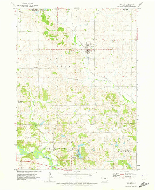 Classic USGS Garwin Iowa 7.5'x7.5' Topo Map Image