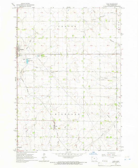 Classic USGS Gaza Iowa 7.5'x7.5' Topo Map Image