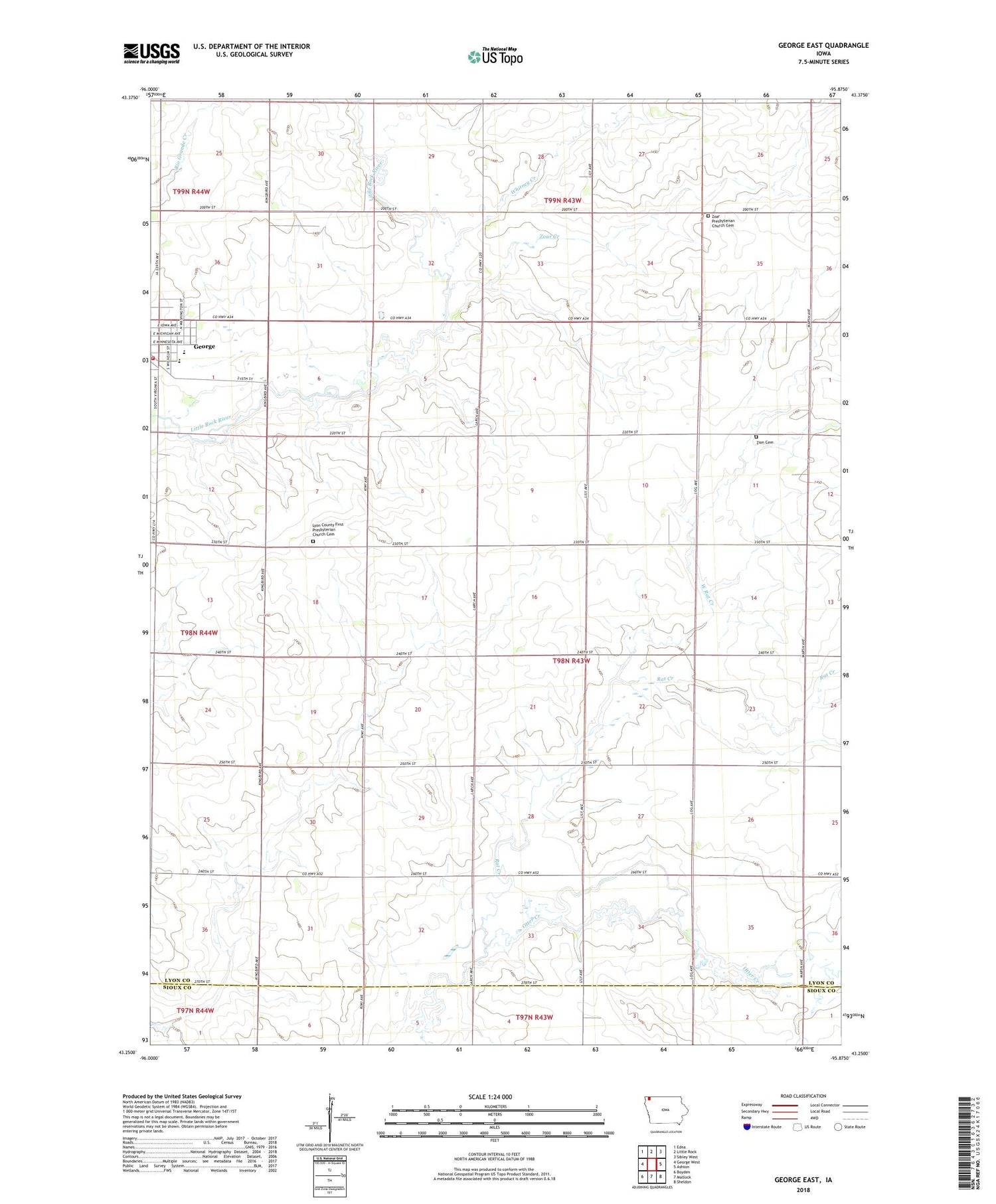 George East Iowa US Topo Map Image