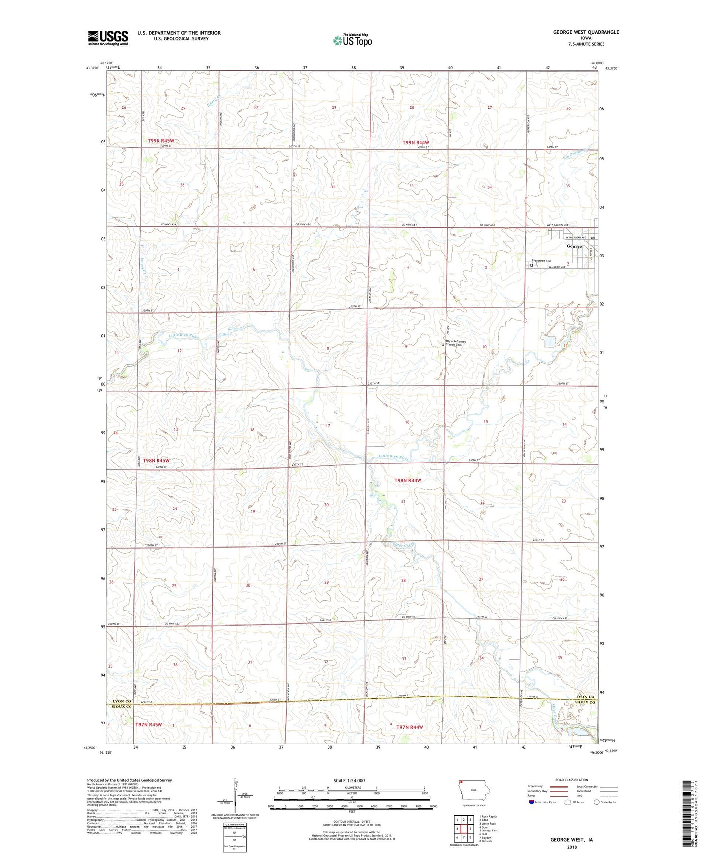 George West Iowa US Topo Map Image