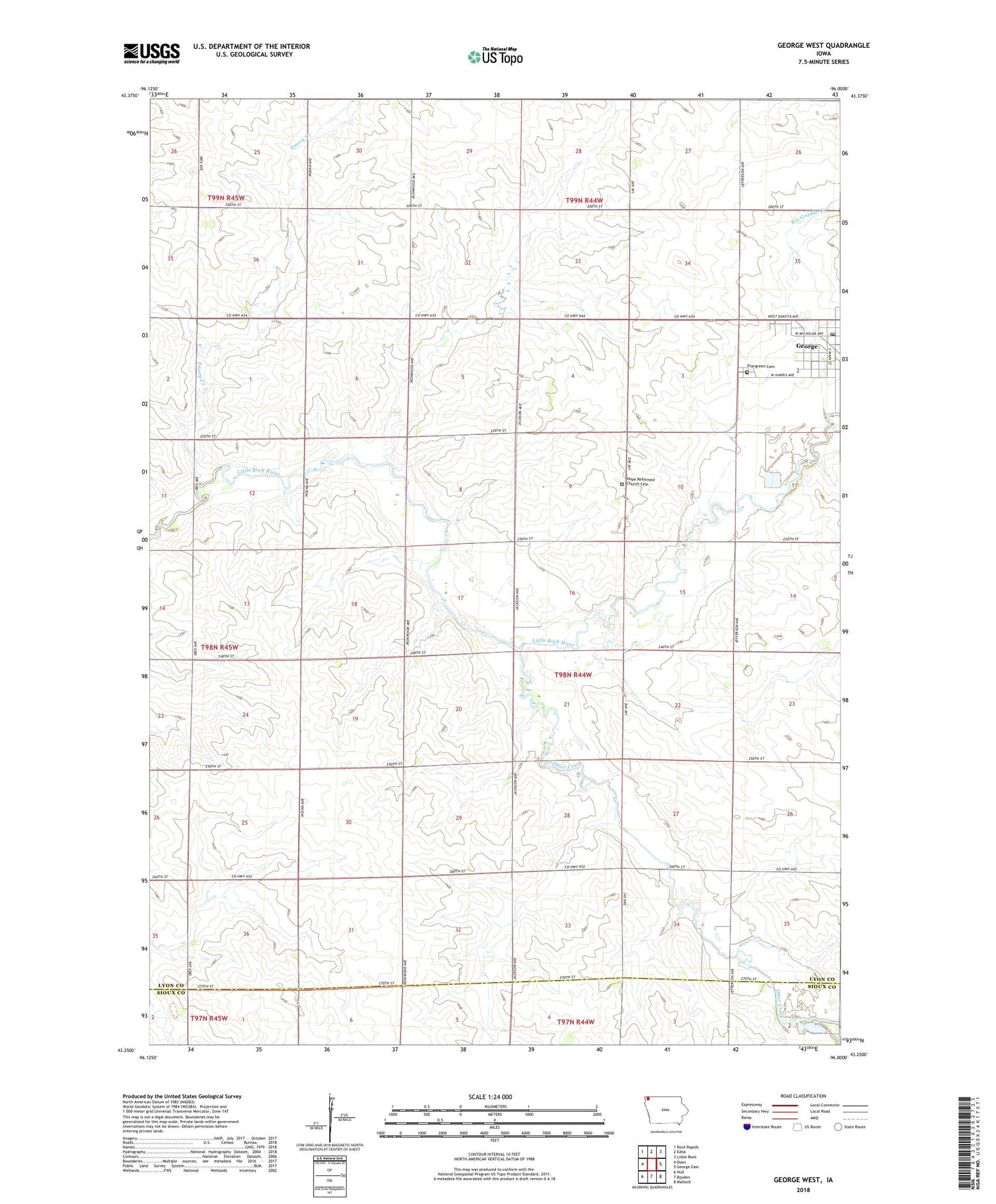 George West Iowa US Topo Map Image