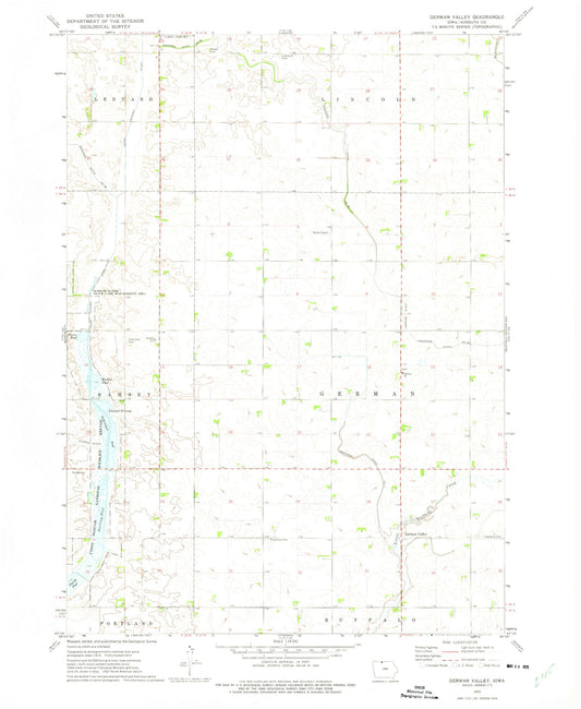 Classic USGS German Valley Iowa 7.5'x7.5' Topo Map Image