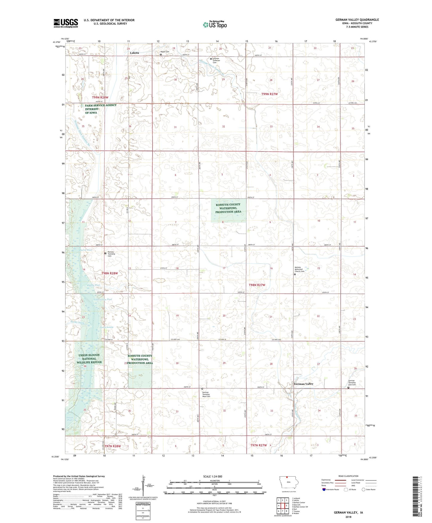 German Valley Iowa US Topo Map Image