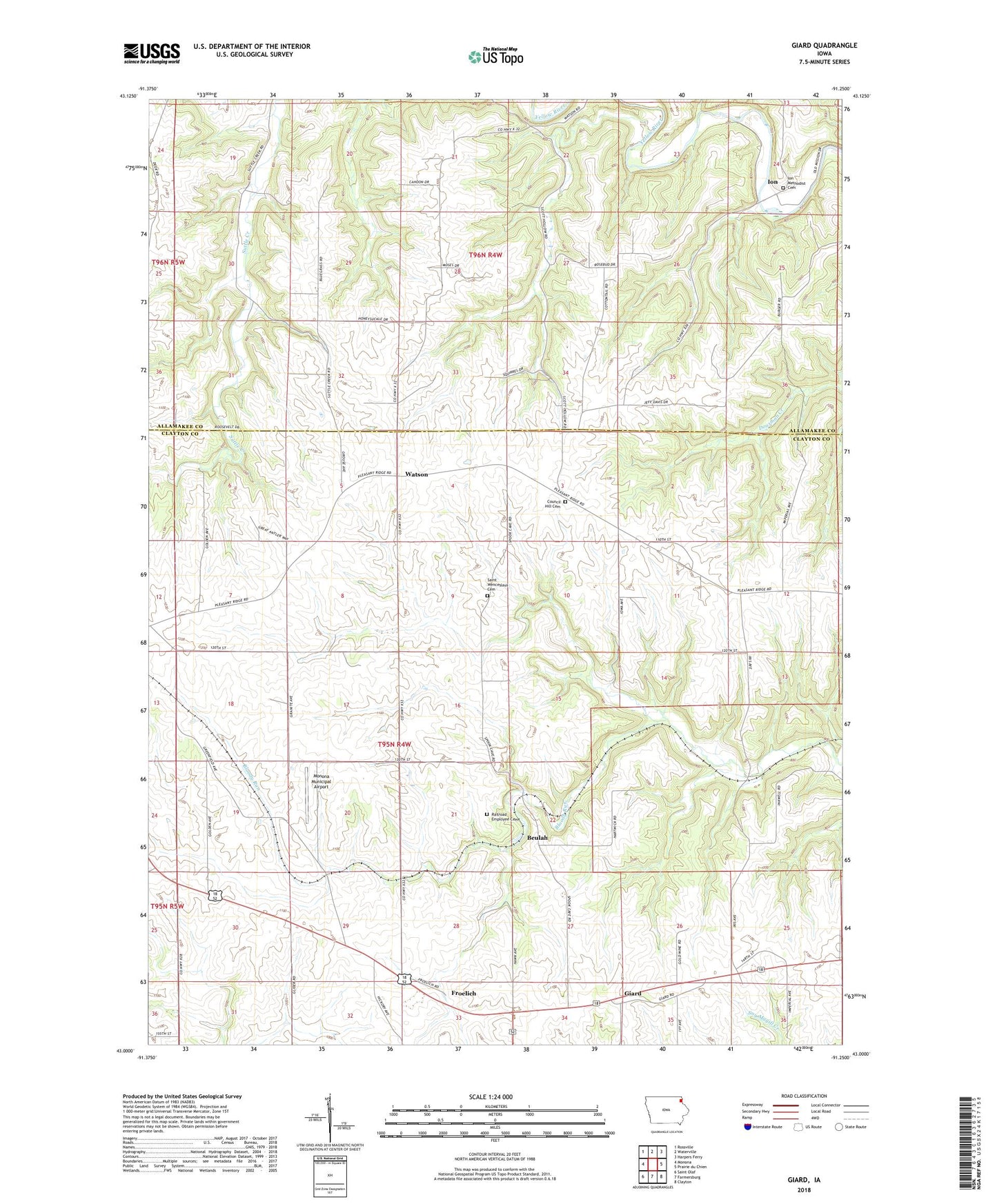 Giard Iowa US Topo Map Image