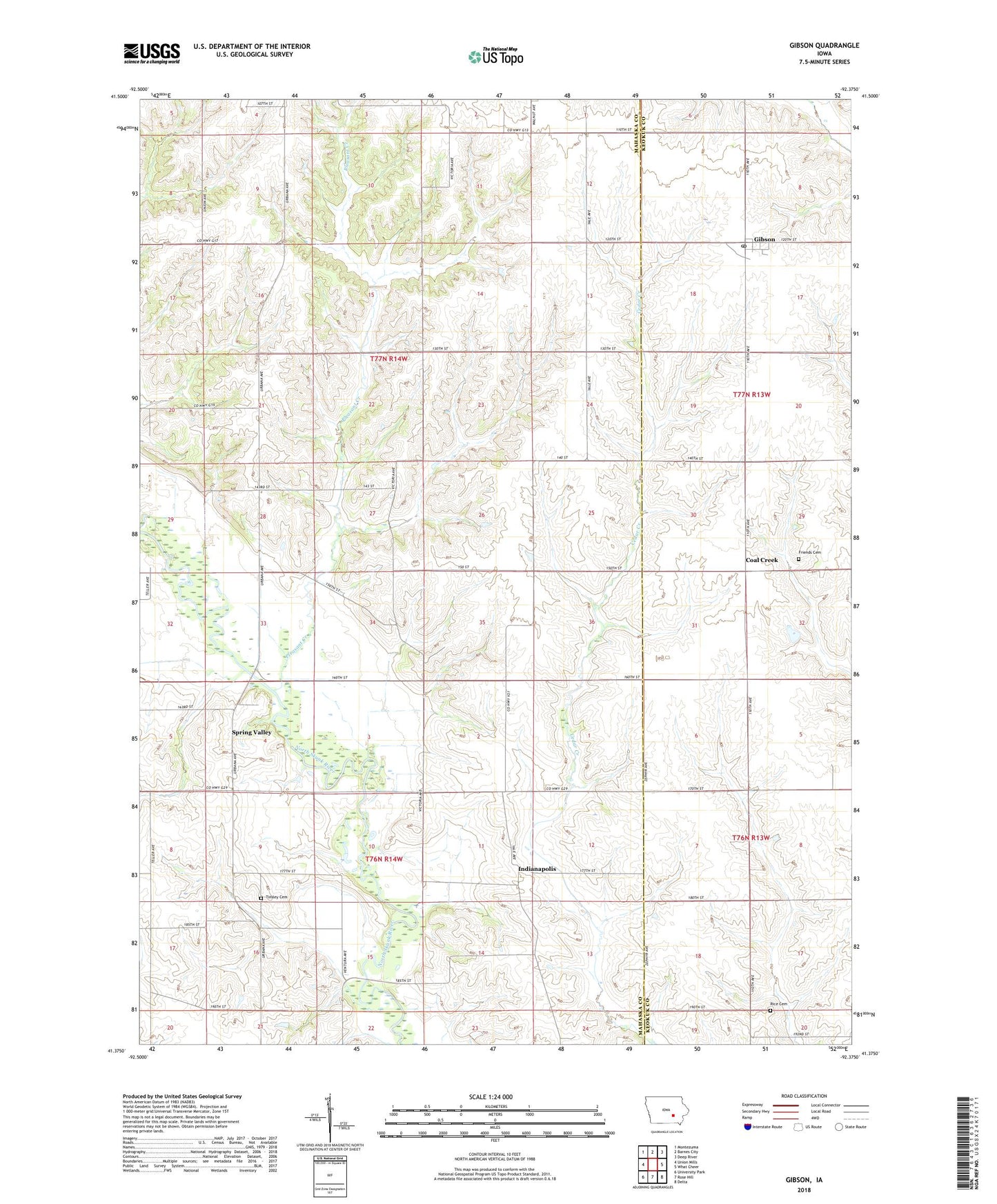 Gibson Iowa US Topo Map Image