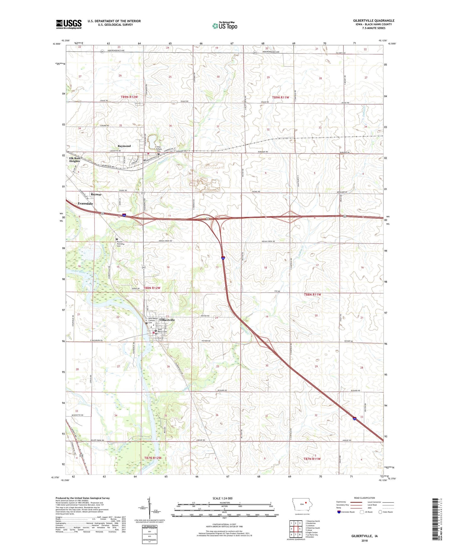 Gilbertville Iowa US Topo Map Image