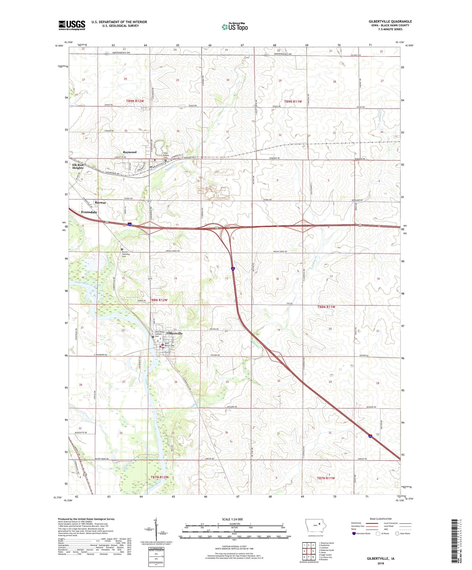 Gilbertville Iowa US Topo Map Image