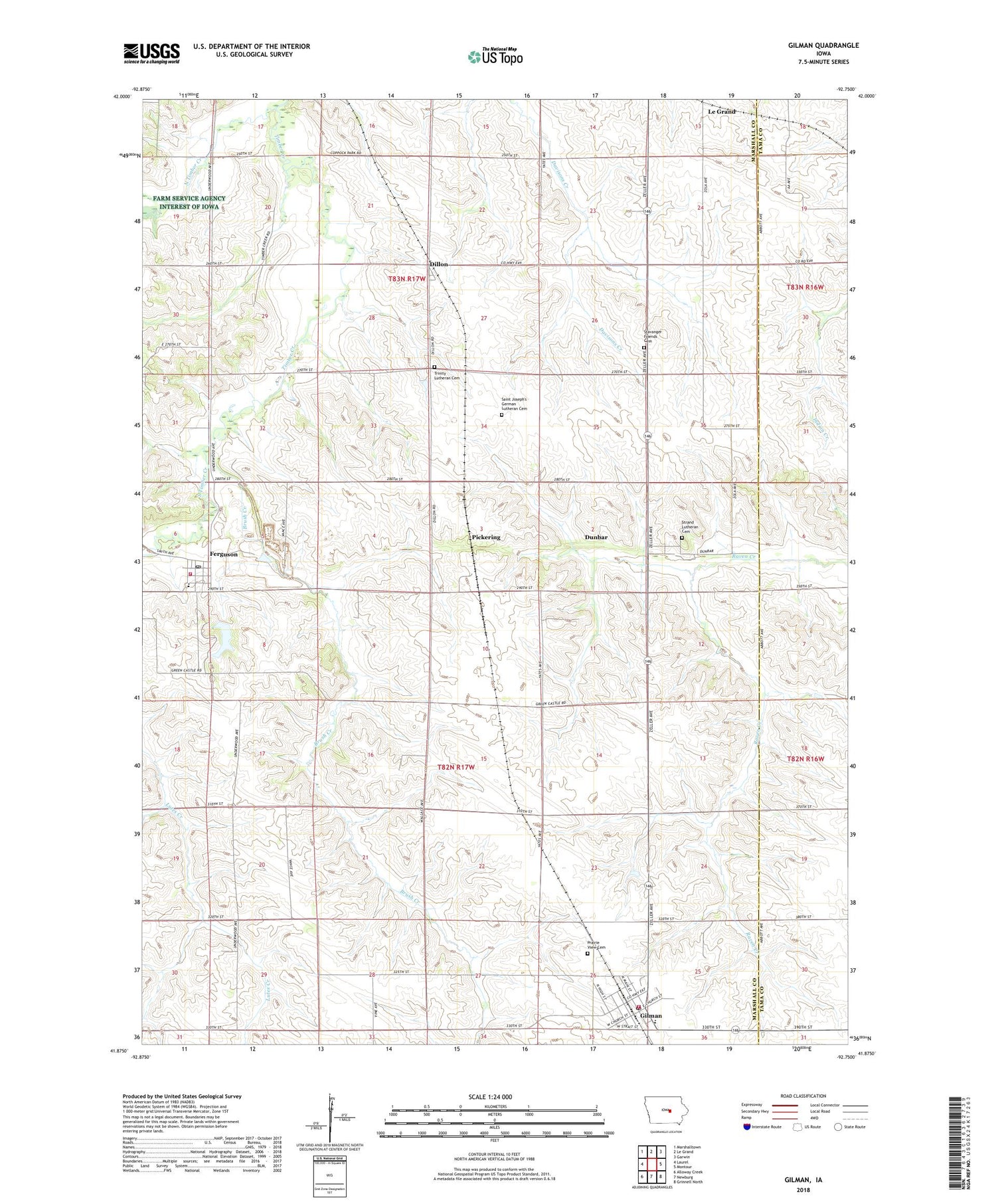 Gilman Iowa US Topo Map Image