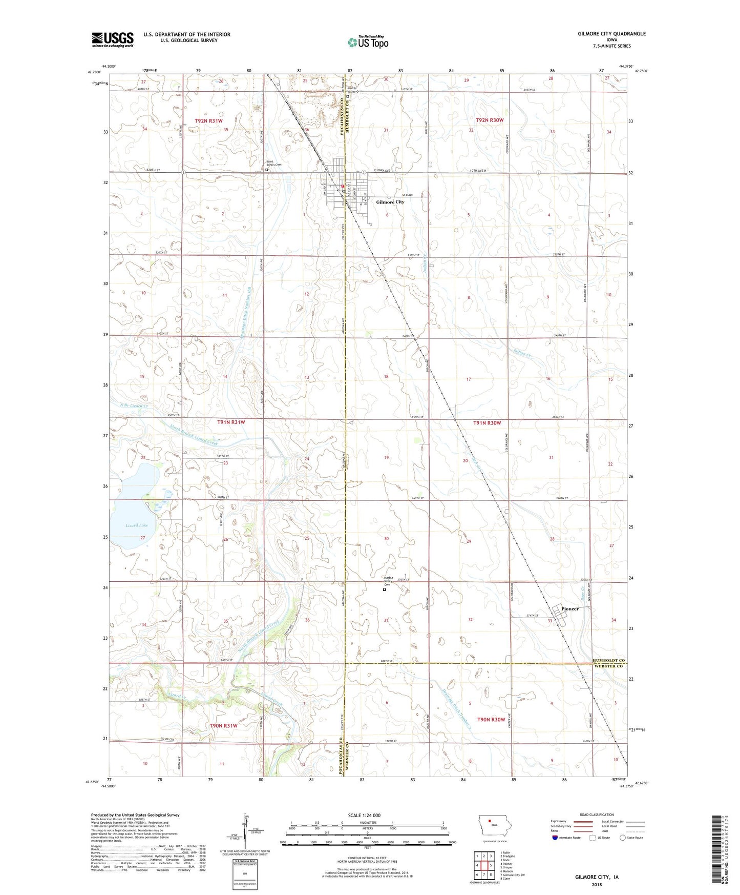 Gilmore City Iowa US Topo Map Image
