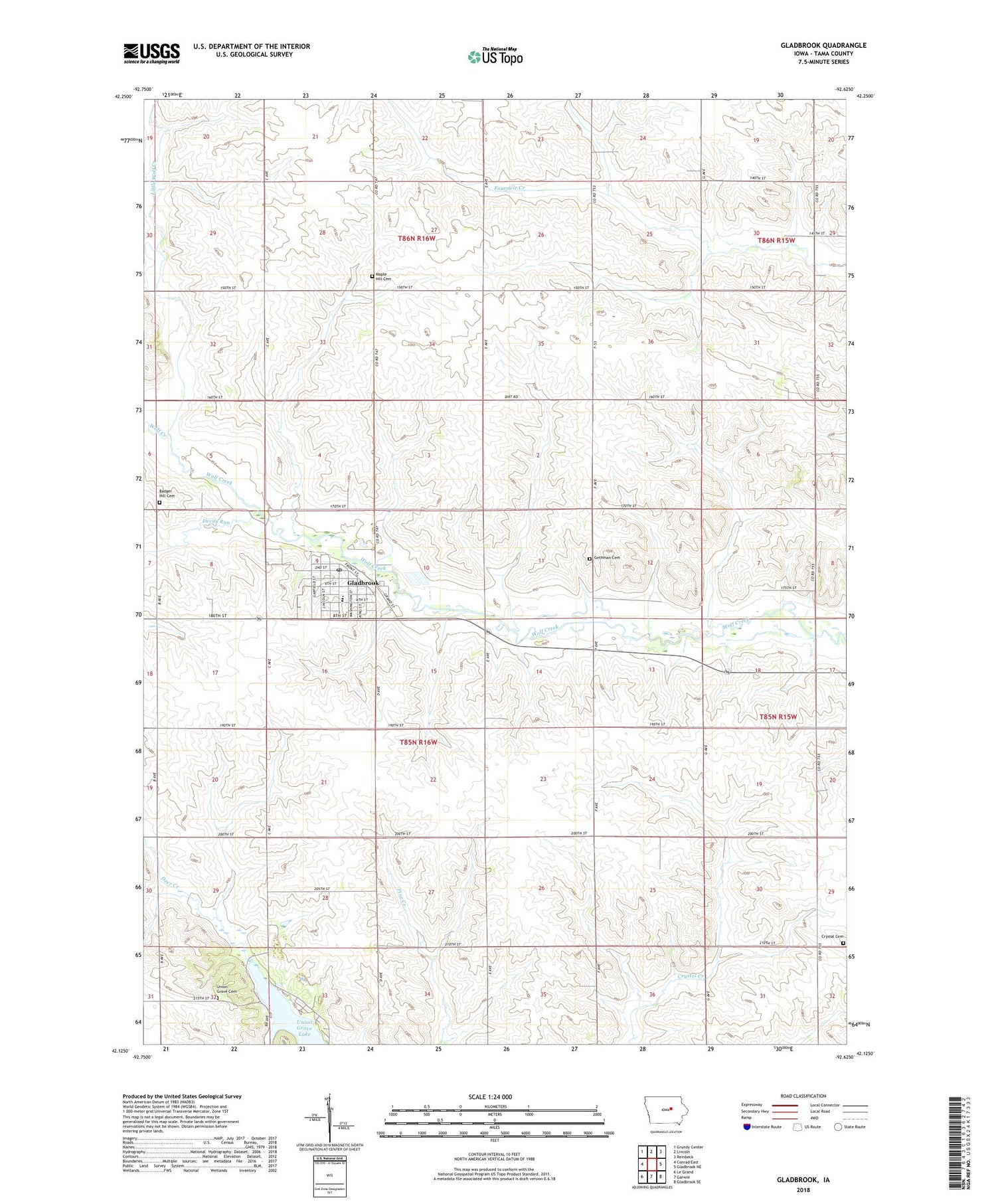 Gladbrook Iowa US Topo Map Image