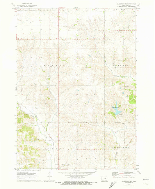 Classic USGS Gladbrook SE Iowa 7.5'x7.5' Topo Map Image