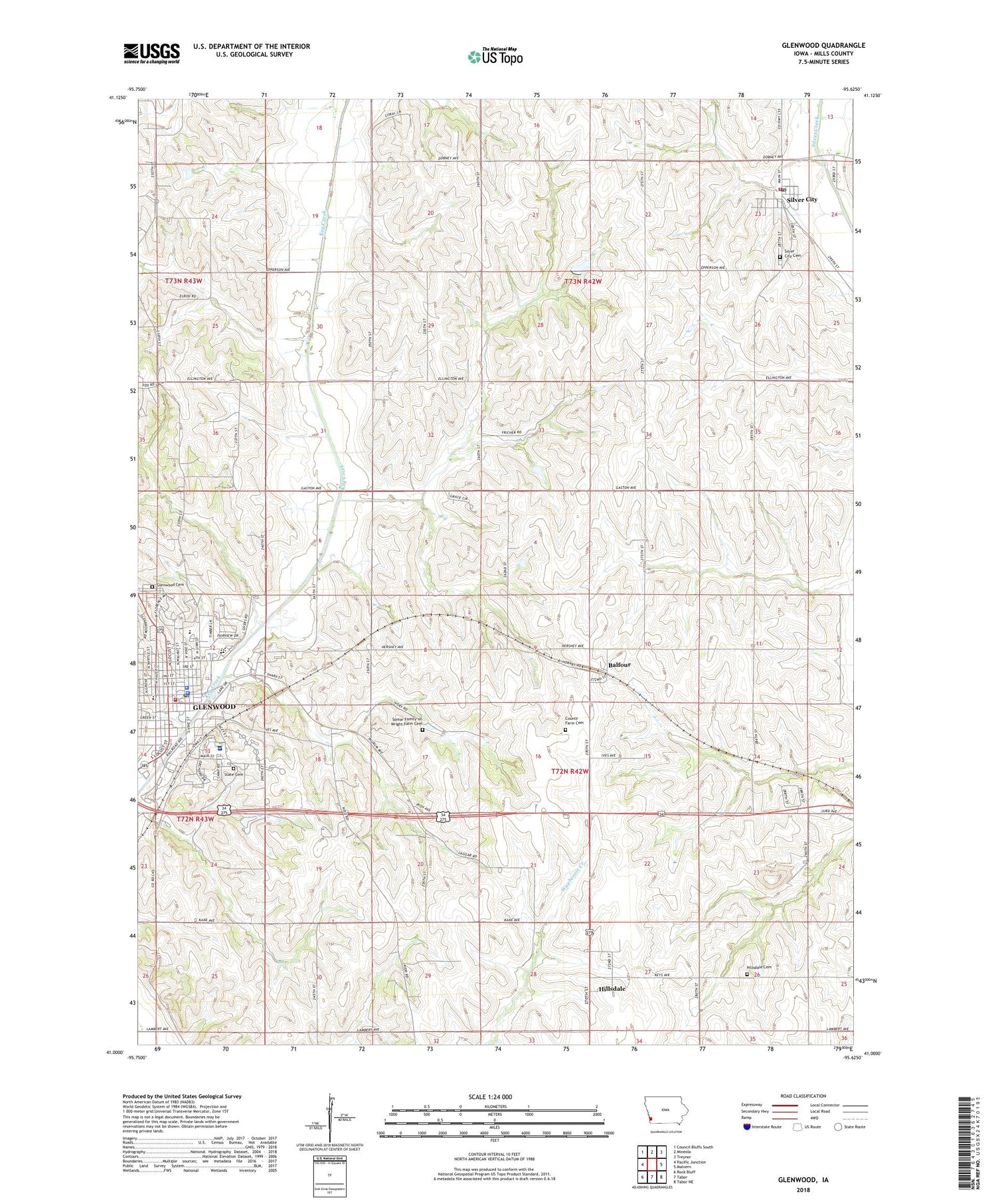 Glenwood Iowa US Topo Map Image