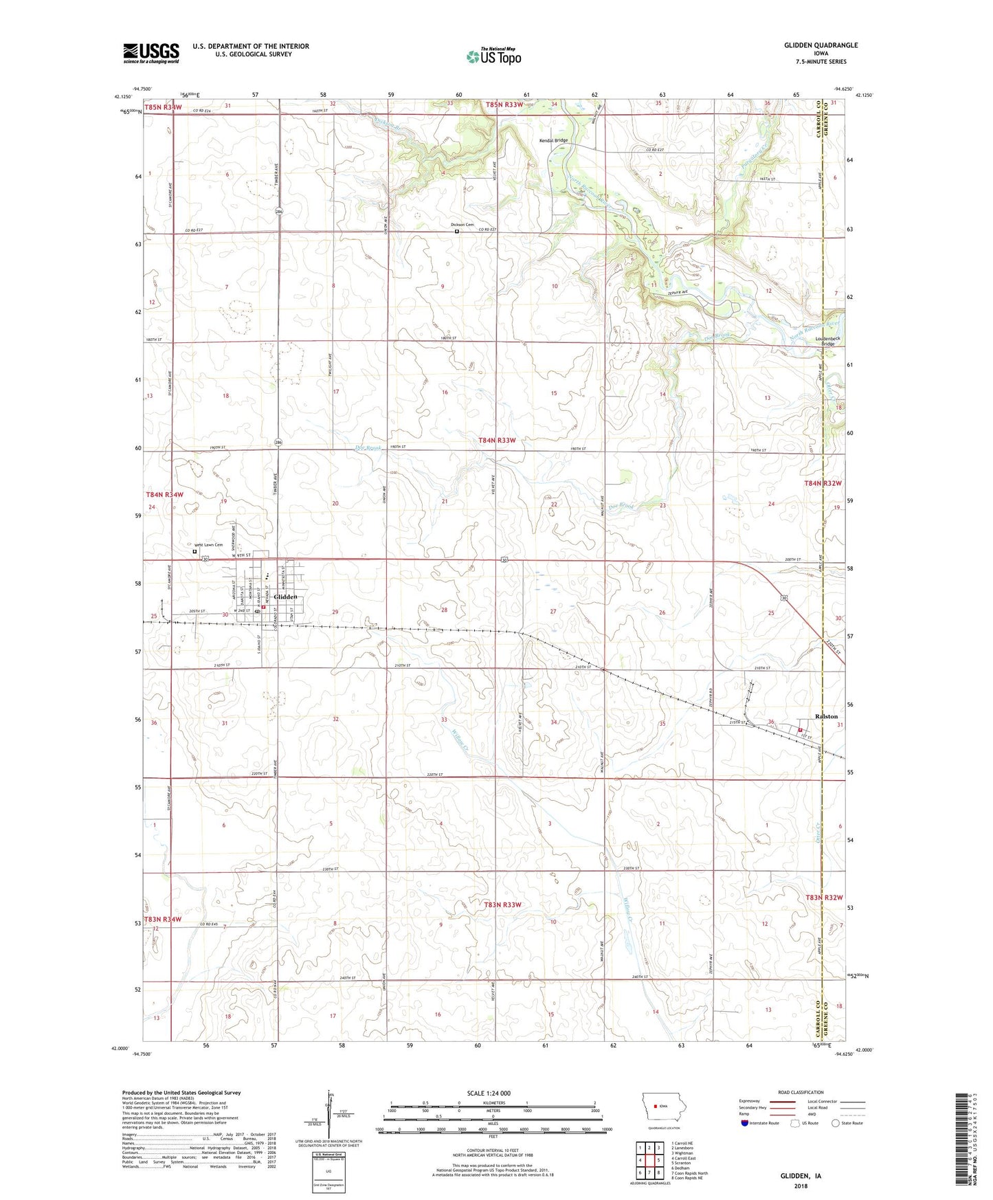 Glidden Iowa US Topo Map Image