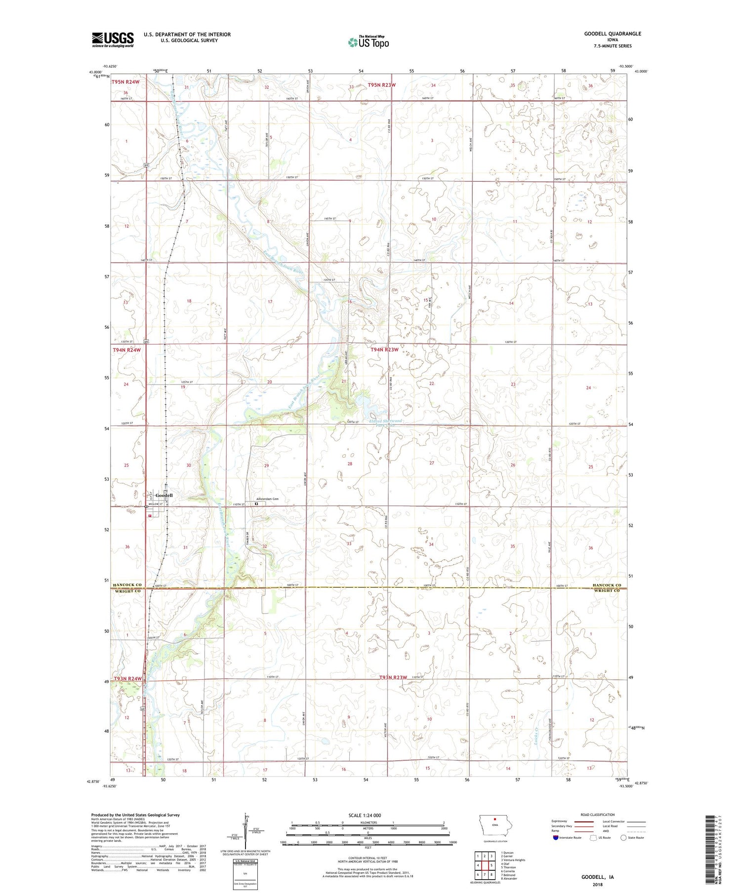 Goodell Iowa US Topo Map Image