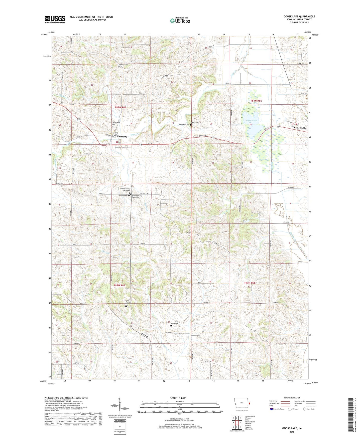 Goose Lake Iowa US Topo Map Image