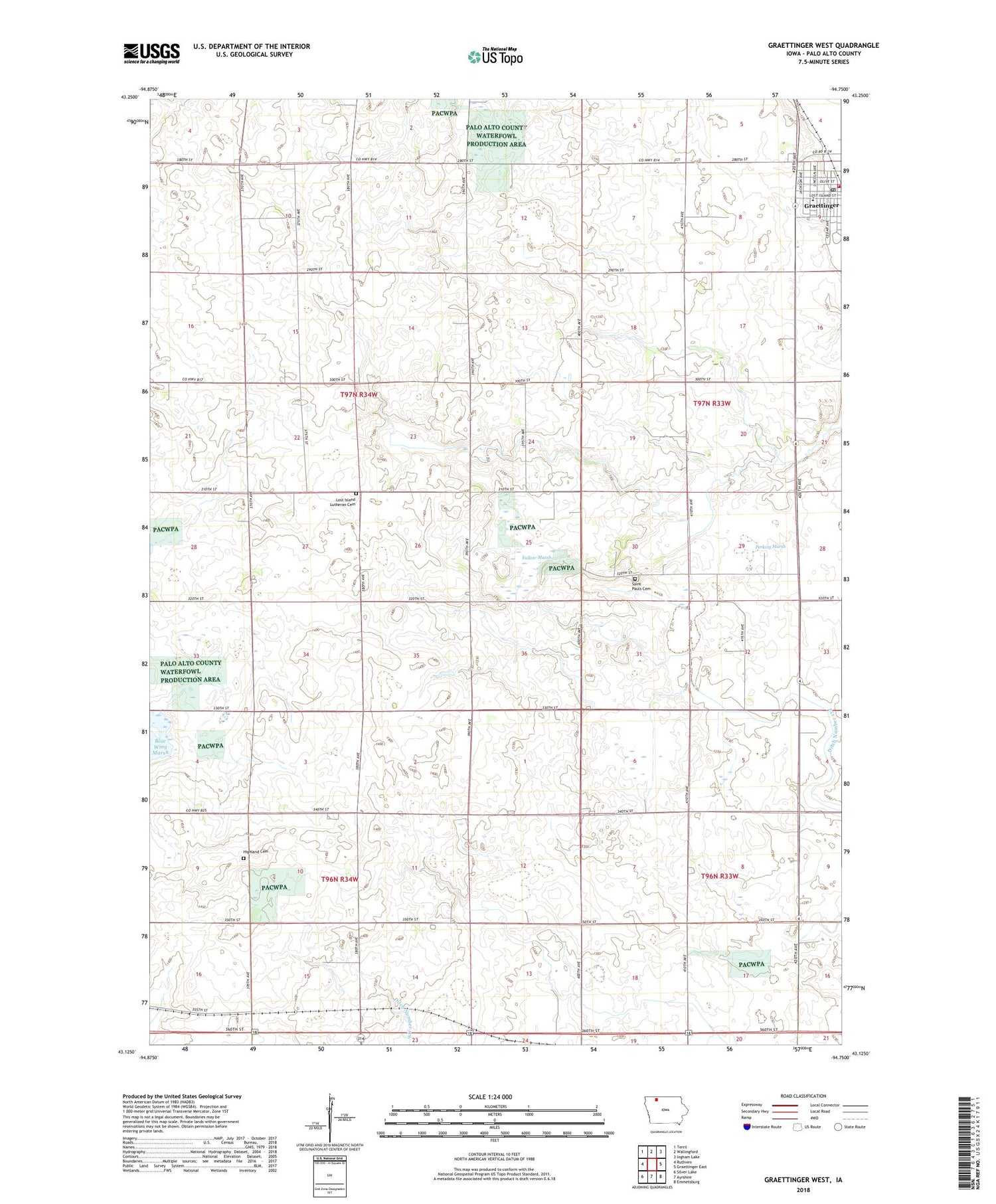 Graettinger West Iowa US Topo Map Image