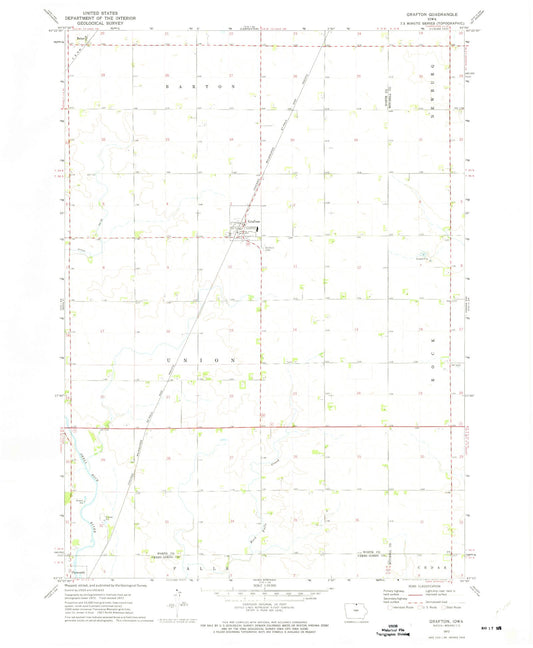 Classic USGS Grafton Iowa 7.5'x7.5' Topo Map Image