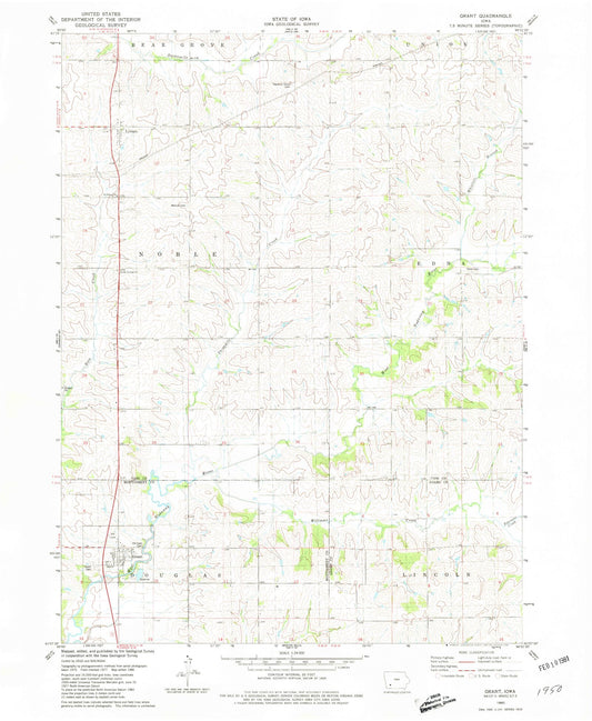 Classic USGS Grant Iowa 7.5'x7.5' Topo Map Image
