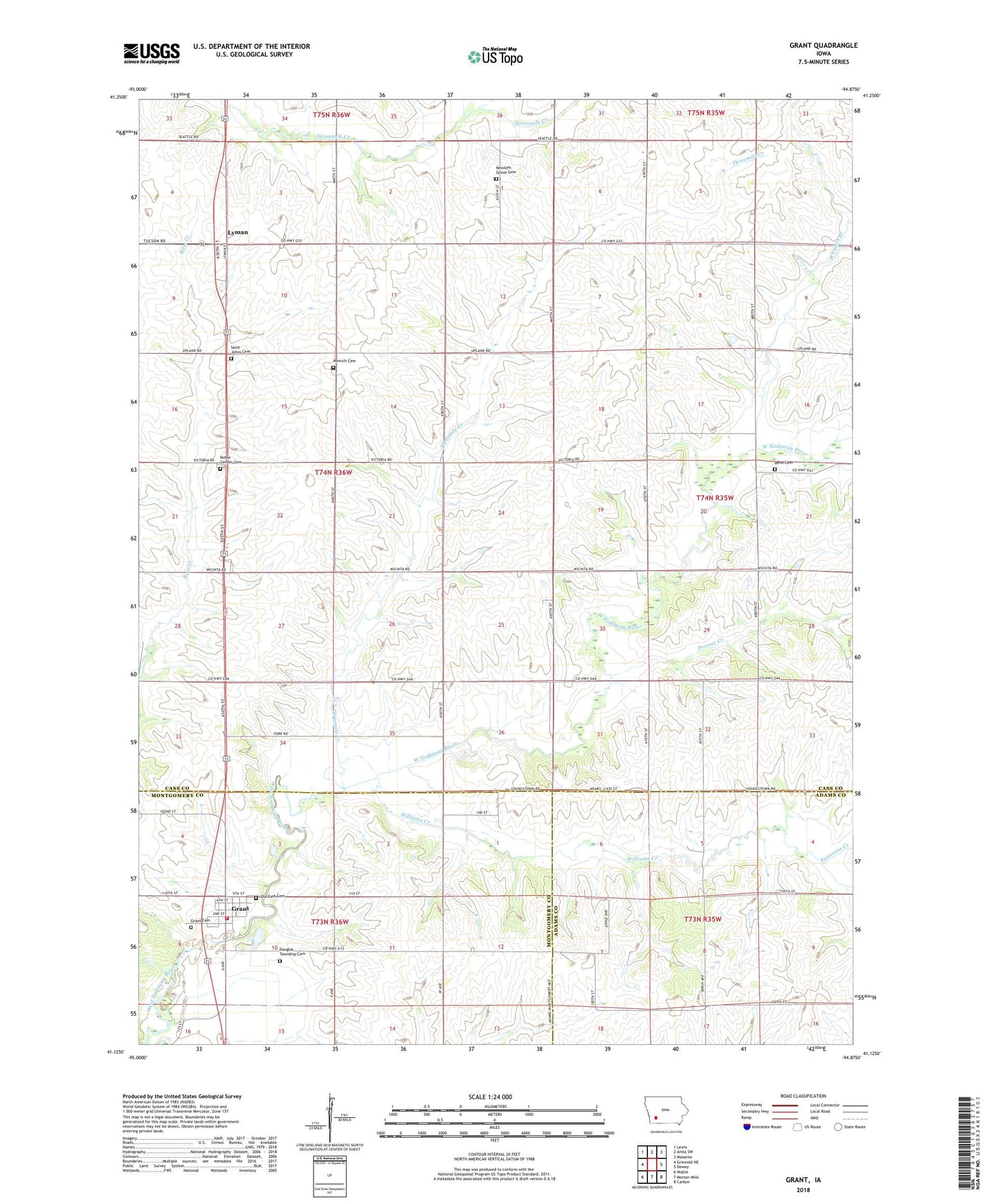 Grant Iowa US Topo Map Image