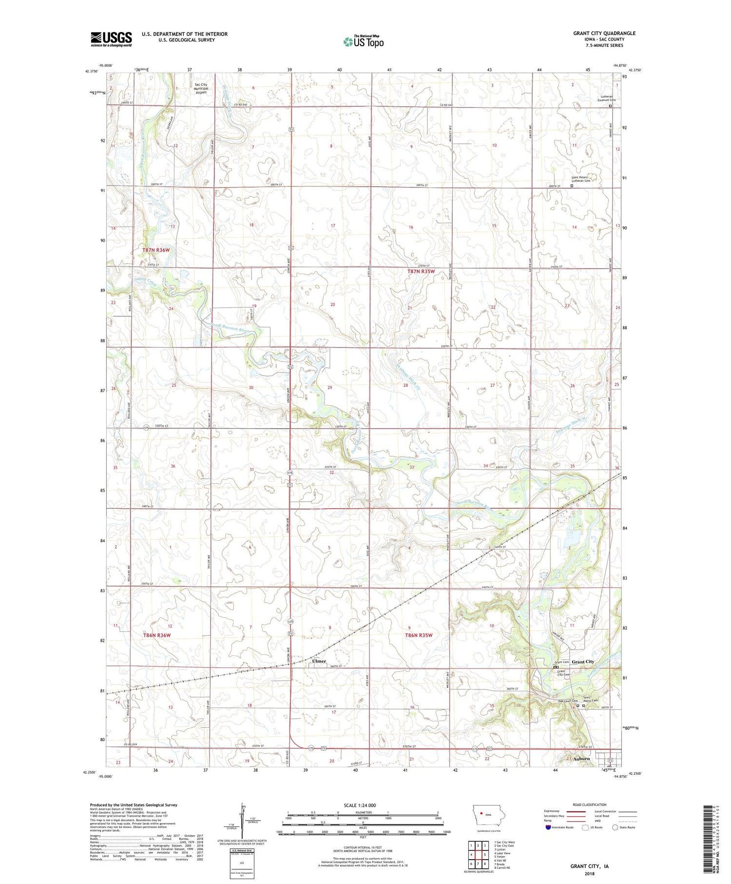 Grant City Iowa US Topo Map Image