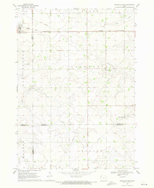 Classic USGS Granville East Iowa 7.5'x7.5' Topo Map Image