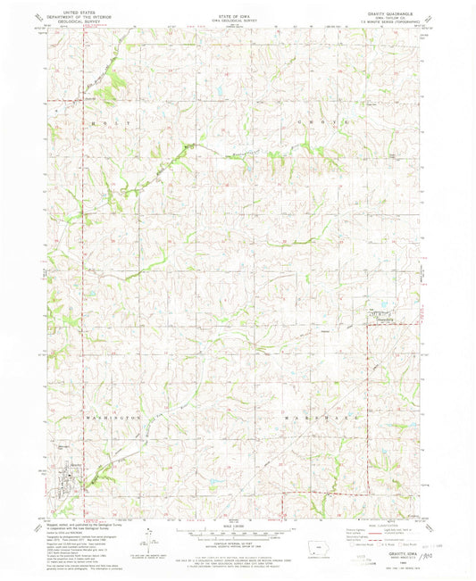 Classic USGS Gravity Iowa 7.5'x7.5' Topo Map Image